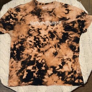 Gildan Tie-Dye Black and Brown Short Sleeve Tee with White Logo
